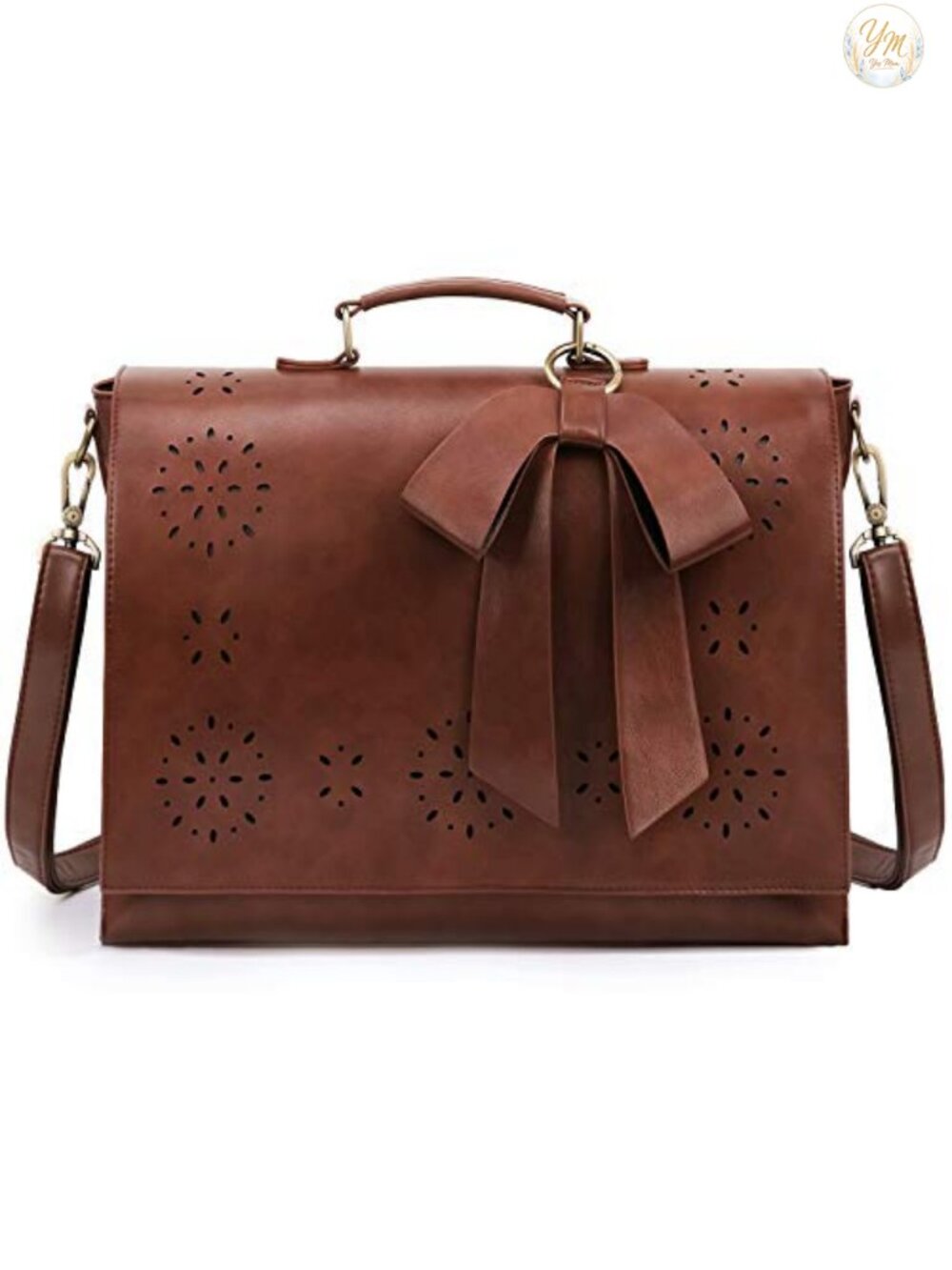Vegan Leather Laptop Briefcase Bag Work Shoulder Satchel 15.6 Inch